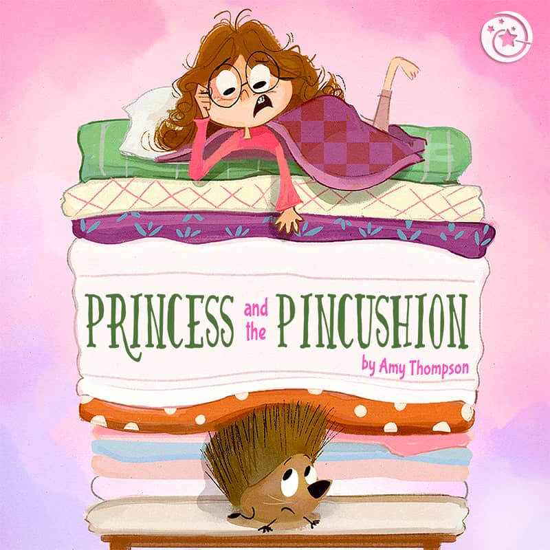 Illustration of Dorktales Storytime Podcast episode "The Princess and the Pincushion" by Amy Thompson
