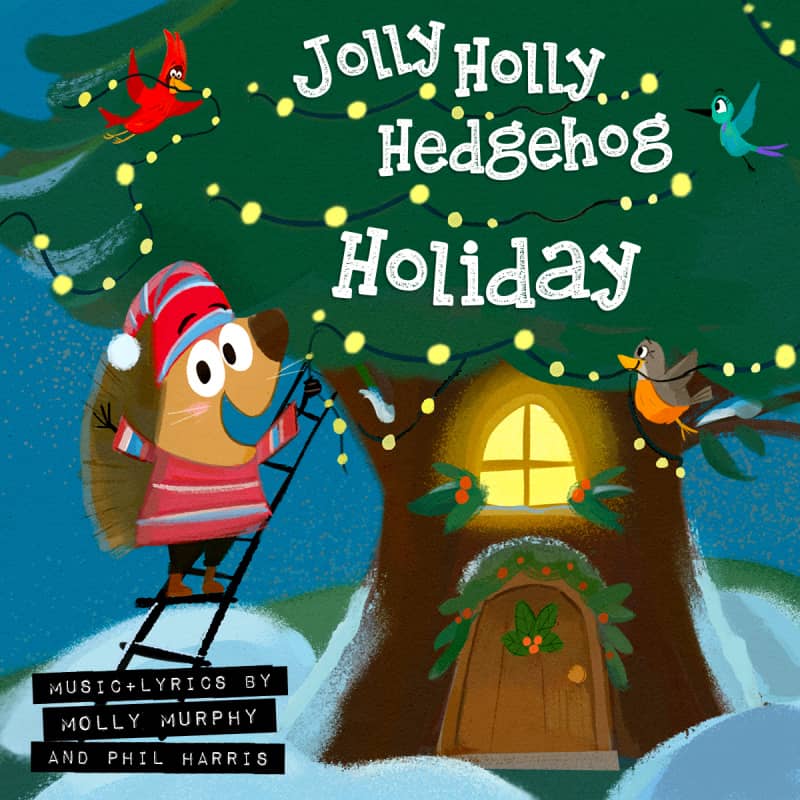 Front Cover Art for Dorktales Storytime Podcast song, Jolly Holly Hedgehog Holiday
