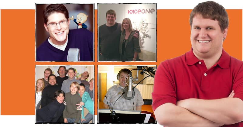 Collage of Jonathan Cormur taking voiceover workshops