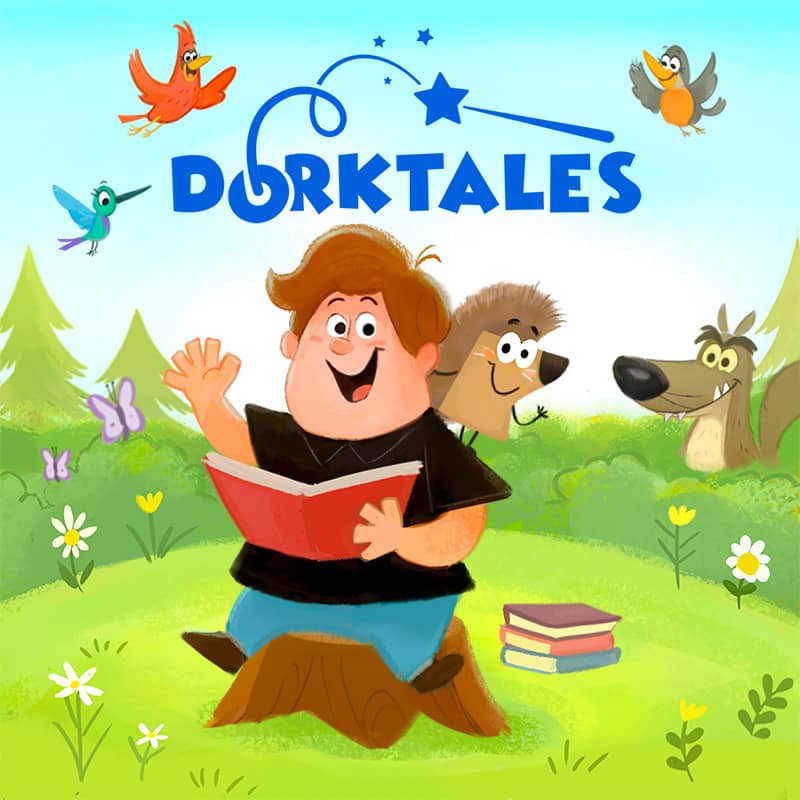 Dorktales Storytime Podcast cover art illustration.