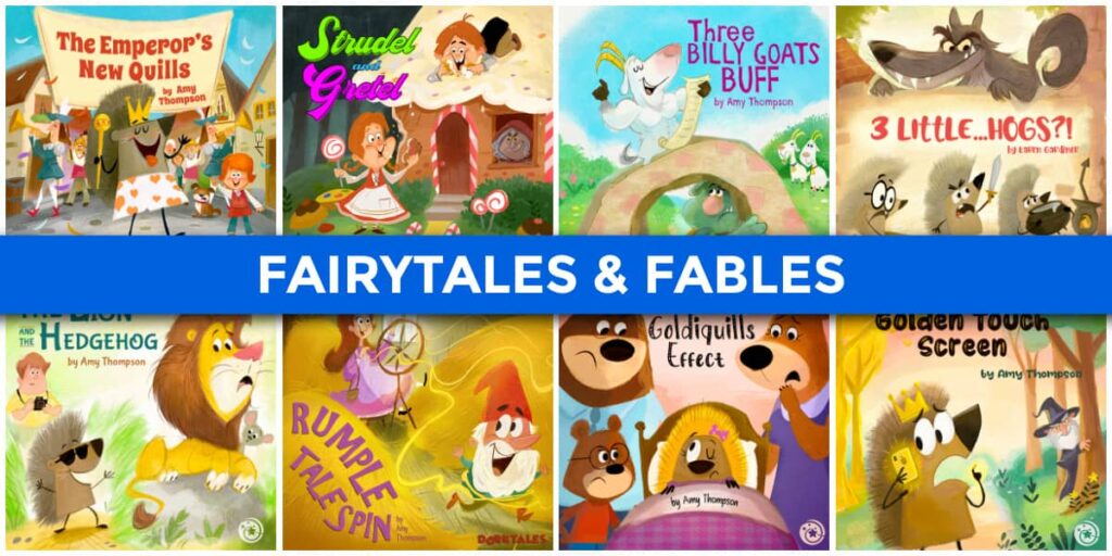 Banner for Dorktales Storytime podcast's reimagined fairytales and fable episodes.