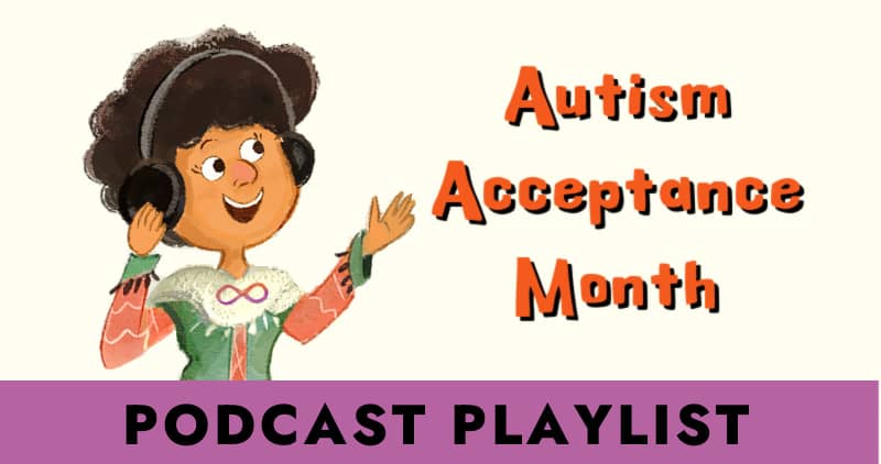 Featured illustration for Dorktales Storytime's podcast playlist for Autism Acceptance Month.